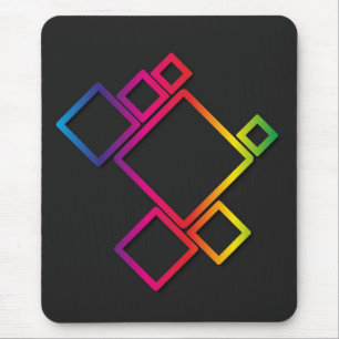 Tapis De Souris Magnifique Carrés colorés sur noir n° 1
