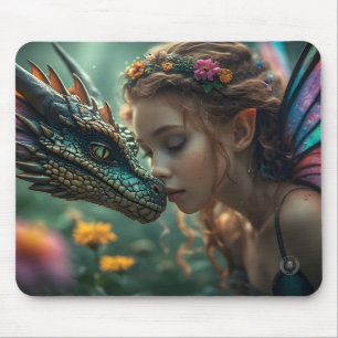 Tapis De Souris Magnifique design de dragon vert elfique