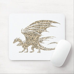 Tapis De Souris Magnifique Dragon De Mosaïque D'Or