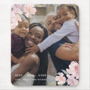 Tapis De Souris Magnifique Meilleure maman jamais Blush Floral Pho