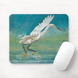 Tapis De Souris Magnifique Peinture d'oiseaux de rivage d'aigrette