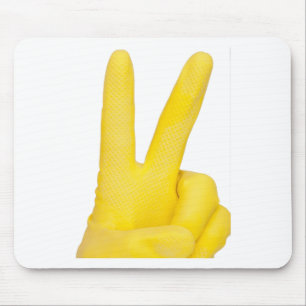 Tapis De Souris Main dans le gant de latex jaune