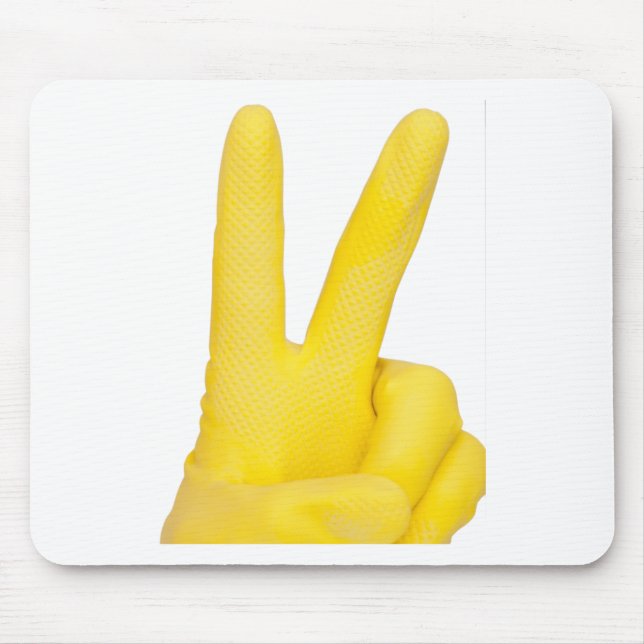 Tapis De Souris Main dans le gant de latex jaune (Devant)