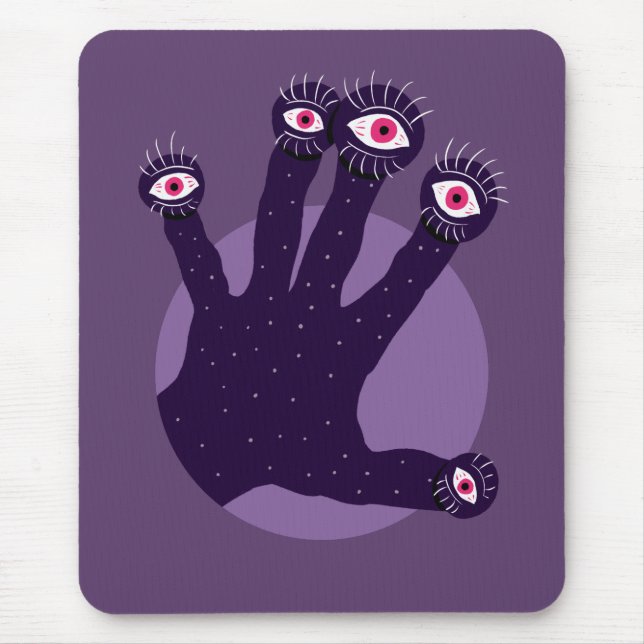 Tapis De Souris Main déplaisante Horreur avec yeux (Devant)