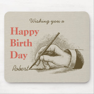 Tapis De Souris Main masculine d'anniversaire tenant un