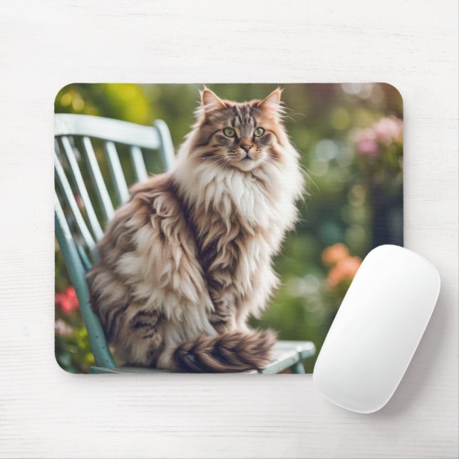 Tapis De Souris Maine Coon Chat Sur Chaise (Avec souris)