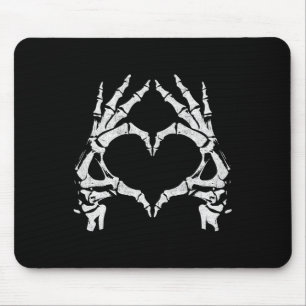 Tapis De Souris Mains de coeur de squelette - Halloween - Mains de