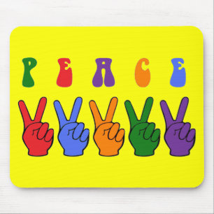 Tapis De Souris Mains de paix de la multicolore rétro