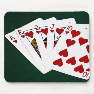 Tapis De Souris Mains de poker - Brosse royale - Coeur