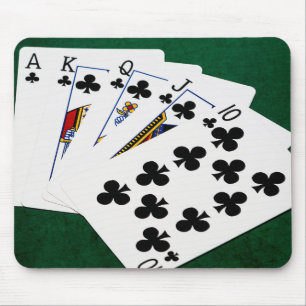Tapis De Souris Mains de poker - Brosse royale - Costume de clubs