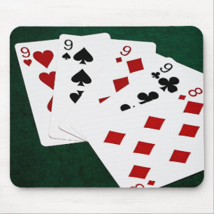 Tapis De Souris Mains de Poker - Carré - Neuf et Huit