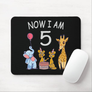 Tapis De Souris Maintenant j'ai 5 ans 5ème anniversaire au Zoo