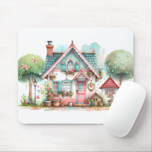 Tapis De Souris Maison de Conte de Fées Pastel Fantaisiste Art