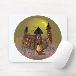 Tapis De Souris Maison de sorcière éffrayante Halloween et château