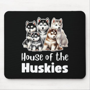 Tapis De Souris Maison Des Huskies Jolie Aquarelle Puppy Huskies