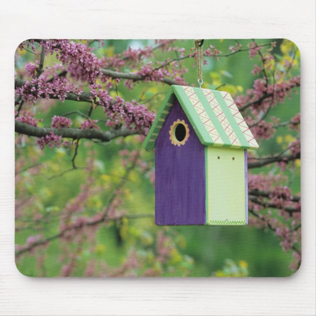 Tapis De Souris Maison d'oiseau sur un arbre Redbud (Devant)