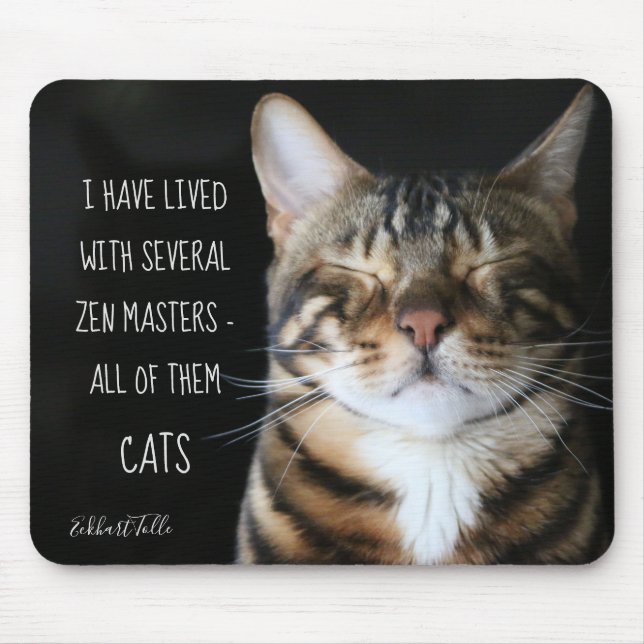 Tapis De Souris Maître Zen/ Citation Drôle / Photo Chat (Devant)