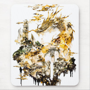 Tapis De Souris Majestueux Temple du Dragon de la Mythologie Asiat
