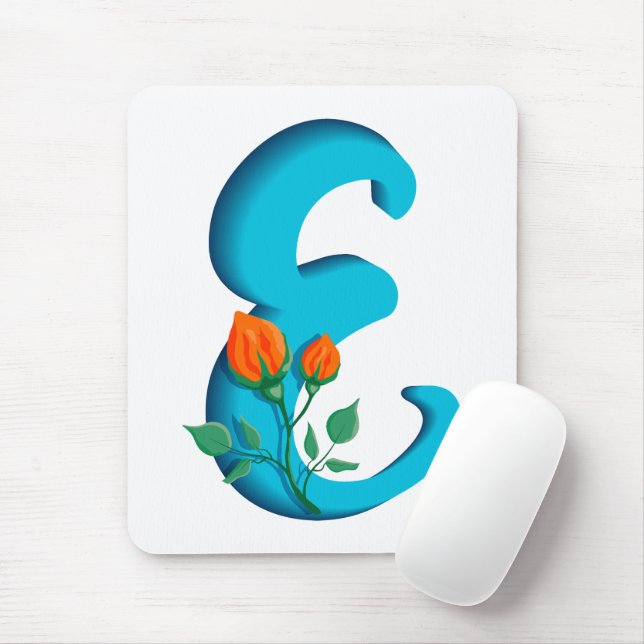 Tapis De Souris Majuscule E monogramme floral (Avec souris)