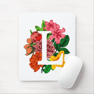 Tapis De Souris Majuscule L monogramme floral