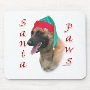 Tapis De Souris Malinois belge Père Noël Paws ; Père Noël Malinois