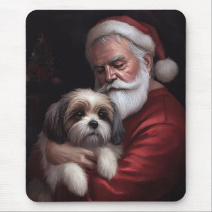 Tapis De Souris Malti Tzu avec le Père Noël Noël Festif