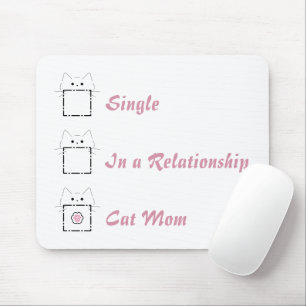 Tapis De Souris Maman Chat Chat Mignon Blanc & Rose