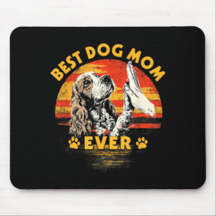 Tapis De Souris Maman cocker spaniel coucher de soleil rétro drôle