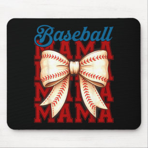Tapis De Souris Maman de baseball Coquette Bow Jour de match Maman