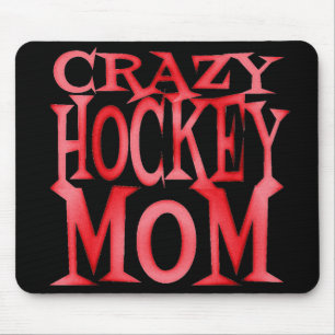 Tapis De Souris Maman de Hockey fou en Rouge fou
