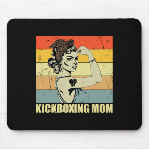 Tapis De Souris Maman de kickboxing rétro amateur d'arts martiaux