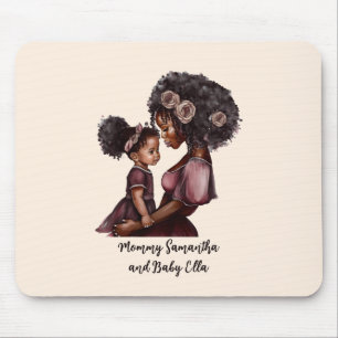 Tapis De Souris Maman et fille noire personnalisée (1)