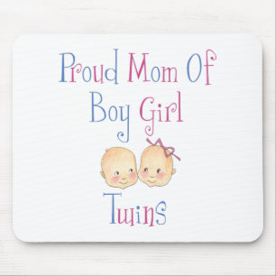 Tapis De Souris Maman fière des jumelles de fille de garçon
