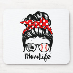 Tapis De Souris Maman Vie Messager Bun Cheveux Drôle Baseball Hock