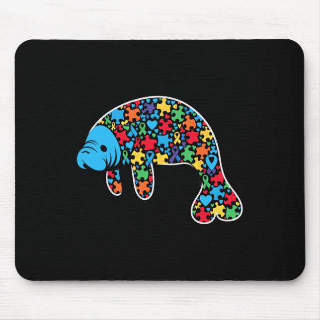Tapis De Souris Manatee Puzzle Sensibilisation sur l'autisme Autis (Devant)