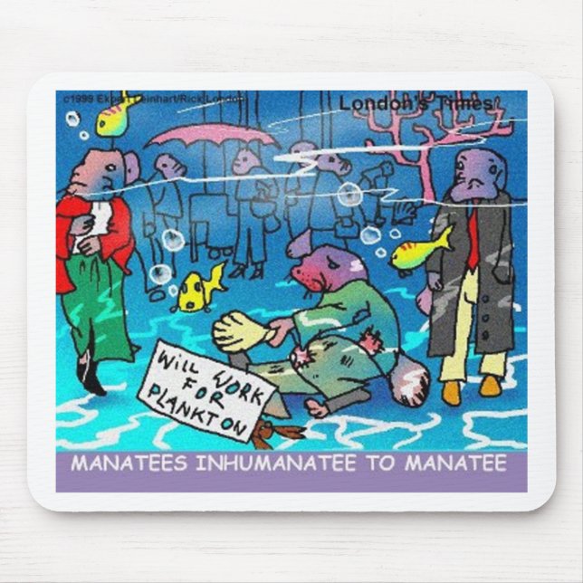 Tapis De Souris Manatees Inhumanatee Drôle Tee - shirt Cartes de M (Devant)