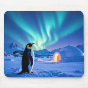 Tapis De Souris Manchot sous les lumières du nord