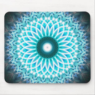 Tapis De Souris Mandala au néon de Lotus bleu