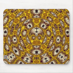 Tapis De Souris Mandala Bohème à Motif Floral Doré