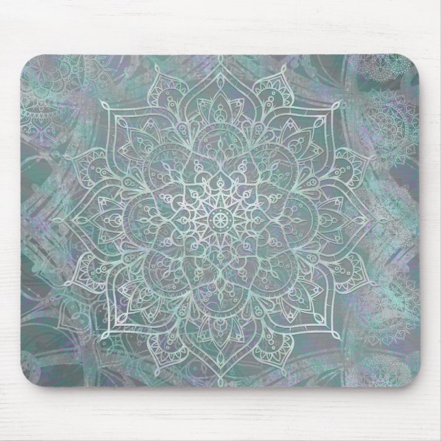 Tapis De Souris Mandala Bohème Chic à Reflets Iridescents (Devant)