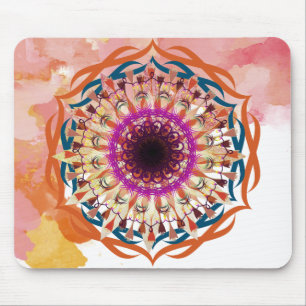 Tapis De Souris Mandala Damask Aquarelle Yoga Art Élégant