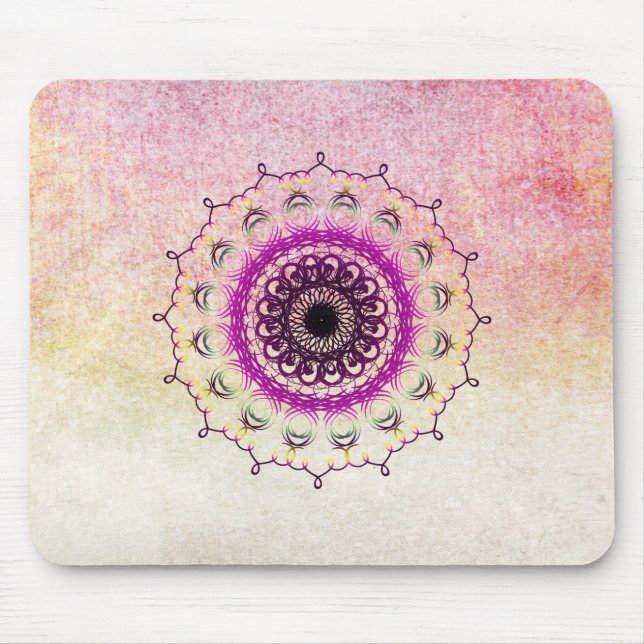 Tapis De Souris Mandala Damask Aquarelle Yoga Art Élégant (Devant)