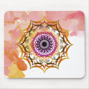 Tapis De Souris Mandala Damask Aquarelle Yoga Art Élégant