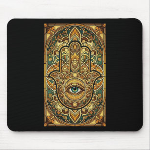 Tapis De Souris Mandala de verre Hamsa Main Spirituelle Méditation