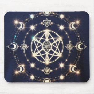 Tapis De Souris Mandala du cycle lunaire céleste – Géométrie sacré