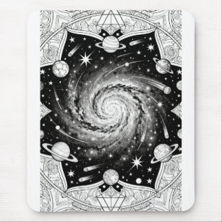 Tapis De Souris Mandala Galaxie Céleste Art de l'Espace Cosmique