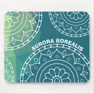 Tapis De Souris Mandala india bleu vert jaune texte personnalisé