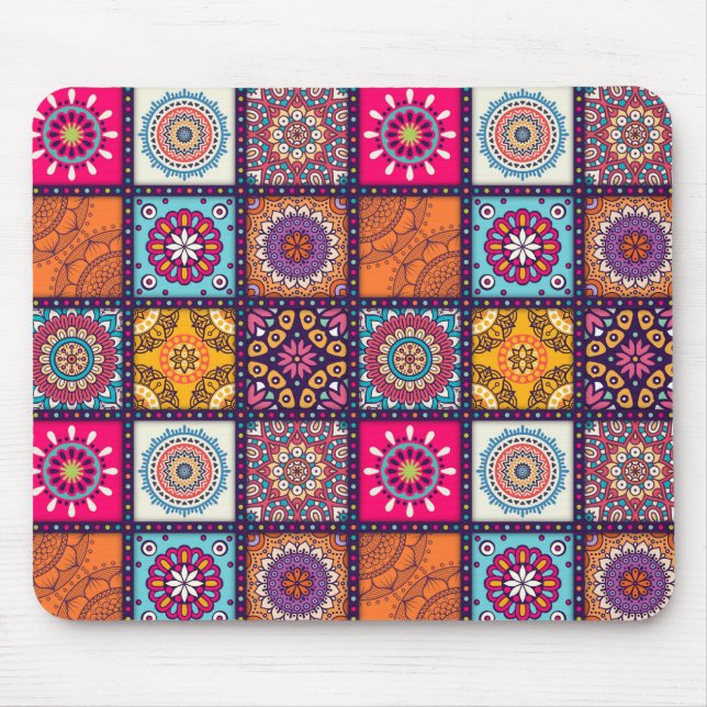 Tapis De Souris Mandala marocain coloré ethnique (Devant)