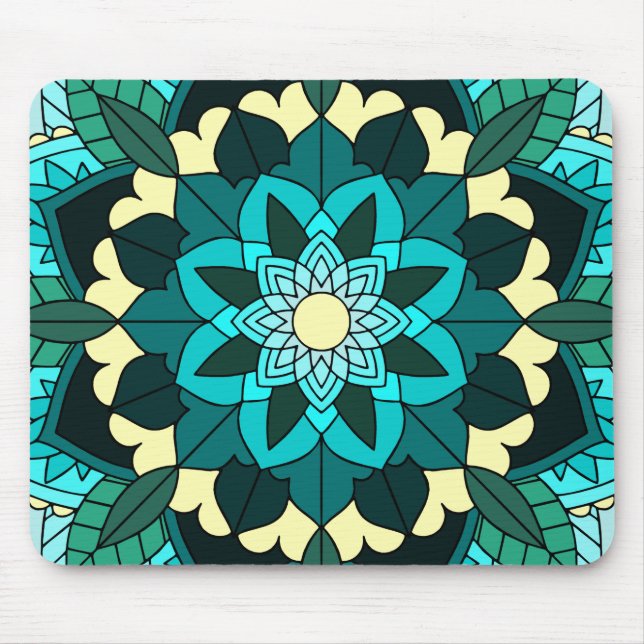 Tapis De Souris Mandala Motif 2002 en aqua Souris (Devant)