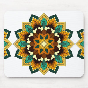 Tapis De Souris Mandala Motif 2002 en jaune et bronzette